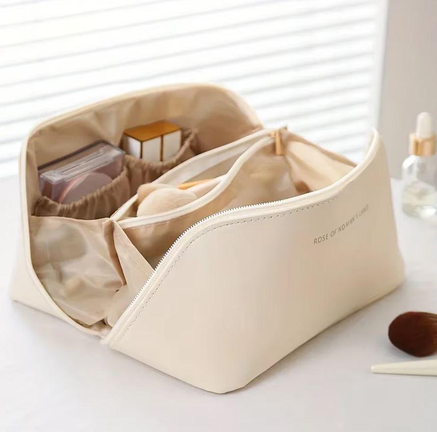 Large Travel Cosmetic Bag for Women Leather Makeup Organizer Female Toiletry Kit Bags Make Up Case Storage Pouch Luxury Lady Box